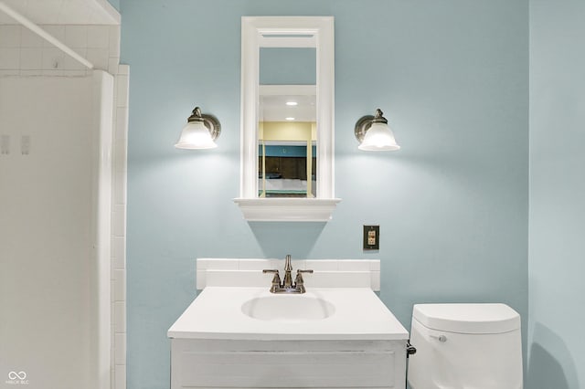3215 E Edgewood Ave, Indianapolis, IN 46227 - bathroom featuring toilet, a shower, and vanity