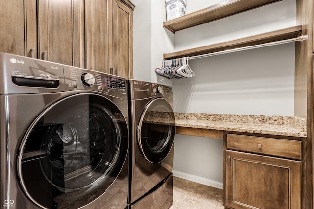 3335 Guilford Ln, Plainfield, IN 46168 - laundry room with separate washer and dryer, cabinet space, a desk, and baseboards