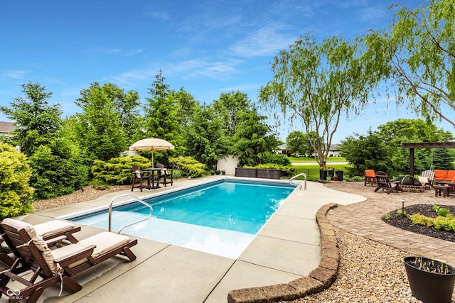 3335 Guilford Ln, Plainfield, IN 46168 - outdoor pool with an outdoor fire pit and a patio area