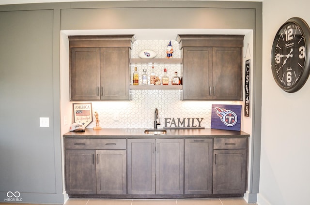 987 Oak Terrace Rd, Westfield, IN 46074 - indoor bar with backsplash and light tile patterned floors