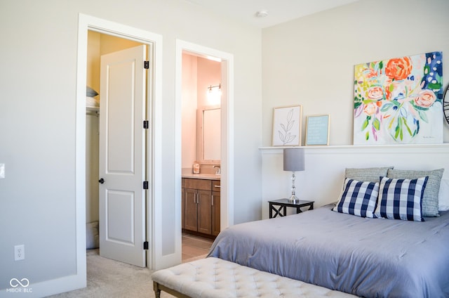 987 Oak Terrace Rd, Westfield, IN 46074 - bedroom with light carpet and ensuite bathroom