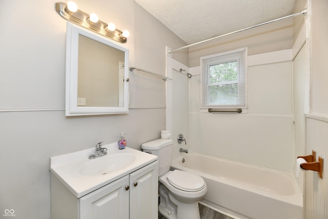 1730 N Graham Ave, Indianapolis, IN 46218 - bathroom with toilet, washtub / shower combination, vanity, and a textured ceiling