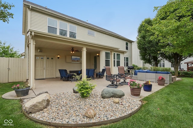 11844 Pine Meadow Cir, Fishers, IN 46037 - back of house featuring outdoor lounge area, a patio, and ceiling fan