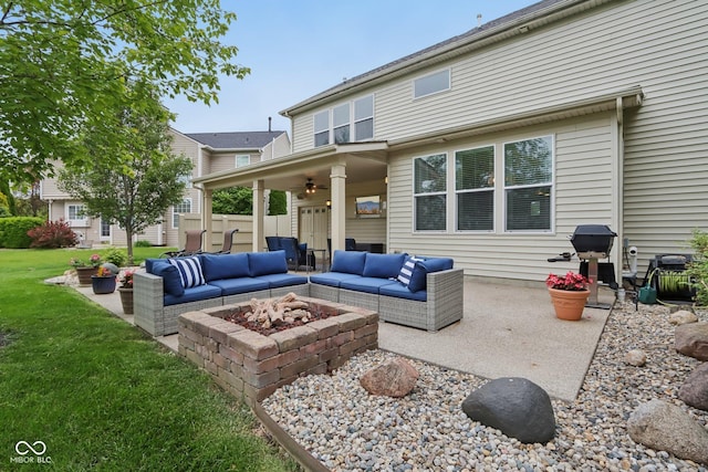 11844 Pine Meadow Cir, Fishers, IN 46037 - view of patio with an outdoor living space with a fire pit