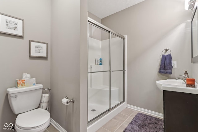 11844 Pine Meadow Cir, Fishers, IN 46037 - full bath featuring baseboards, vanity, a stall shower, and toilet