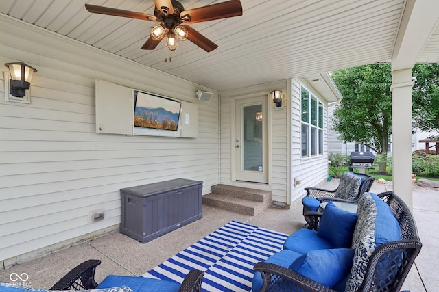 11844 Pine Meadow Cir, Fishers, IN 46037 - view of patio / terrace featuring ceiling fan