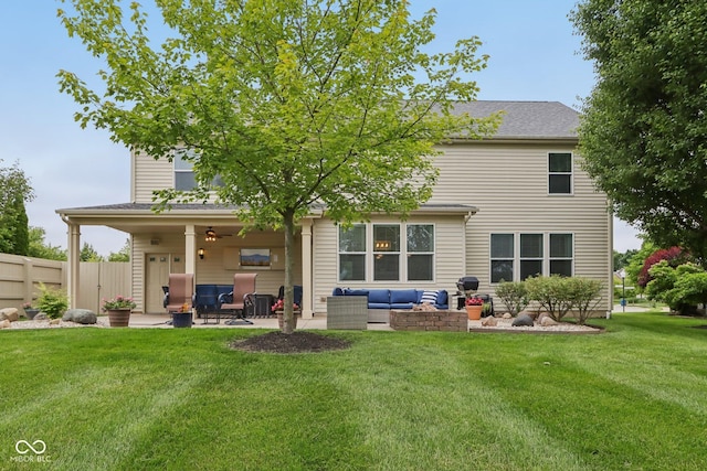 11844 Pine Meadow Cir, Fishers, IN 46037 - rear view of house with an outdoor living space and a patio area
