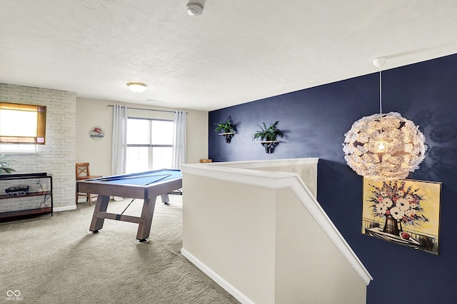 442 Mozart Dr, Greenfield, IN 46140 - playroom with carpet flooring, pool table, and a textured ceiling