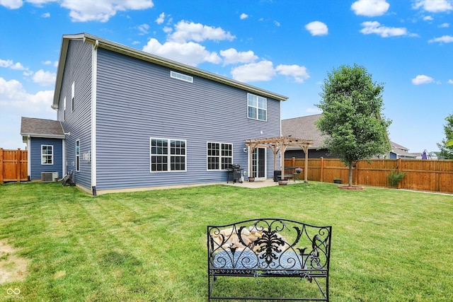 442 Mozart Dr, Greenfield, IN 46140 - rear view of property with a pergola, central AC, and a patio area