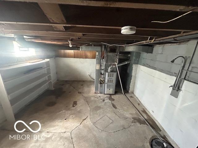 1527 Main St, Beech Grove, IN 46107 - unfinished basement with heating unit