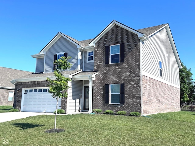 1056 Bent Branch Ln, Greenwood, IN 46143 - traditional-style home featuring brick siding, concrete driveway, and a front lawn