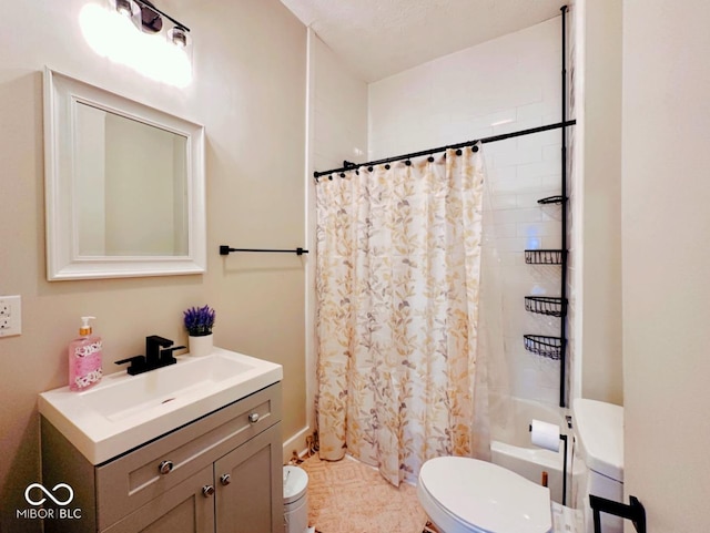 2349 N Capitol Ave, Indianapolis, IN 46208 - bathroom featuring toilet, vanity, and shower / tub combo with curtain