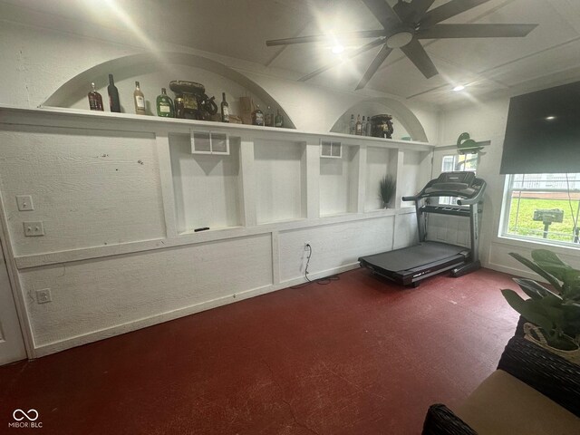 9527 Pepperidge Dr, Indianapolis, IN 46235 - exercise area featuring a ceiling fan