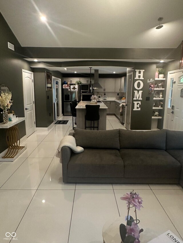 9527 Pepperidge Dr, Indianapolis, IN 46235 - living room featuring light tile patterned floors