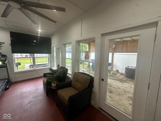 9527 Pepperidge Dr, Indianapolis, IN 46235 - sunroom with ceiling fan, healthy amount of natural light, and carpet floors