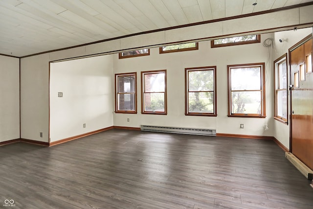 6580 N US Highway 31, Whiteland, IN 46184 - spare room with a baseboard radiator, ornamental molding, dark wood finished floors, and baseboards