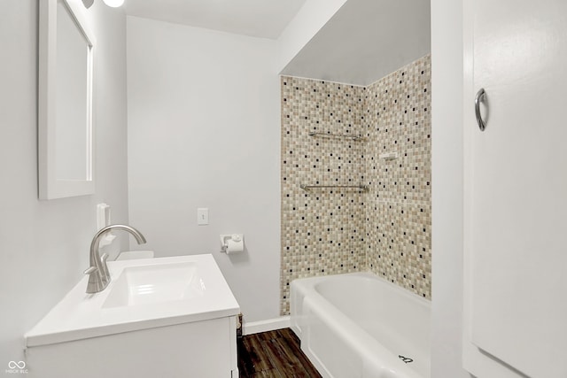 6580 N US Highway 31, Whiteland, IN 46184 - bathroom with vanity, wood finished floors, shower / washtub combination, and baseboards