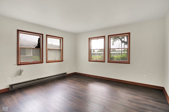 6580 N US Highway 31, Whiteland, IN 46184 - unfurnished room with a baseboard radiator, plenty of natural light, and dark wood-style floors