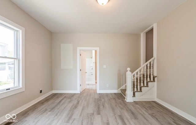 126 W Windsor St, Montpelier, IN 47359 - unfurnished room featuring light wood-type flooring, baseboards, and stairway