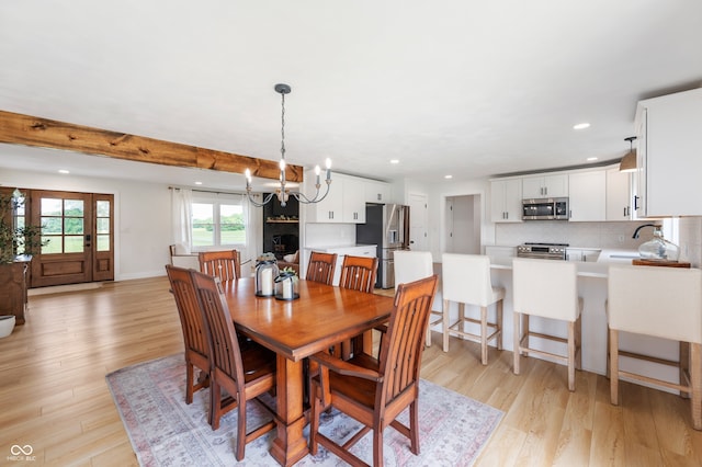 10274 S 400 W, Pendleton, IN 46064 - dining room with a chandelier, recessed lighting, and light wood-style floors