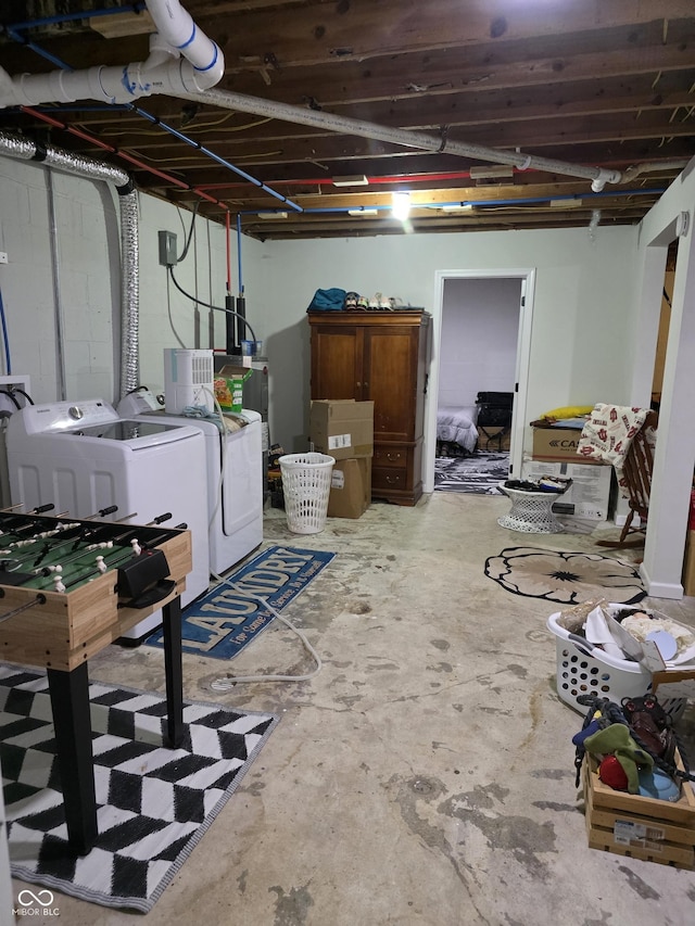 6305 W Hickory Hill Dr, North Vernon, IN 47265 - unfinished basement with independent washer and dryer