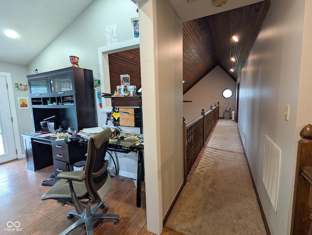 6336 N Carroll Rd, Indianapolis, IN 46235 - office with vaulted ceiling and hardwood / wood-style floors