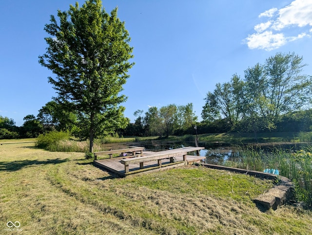 6336 N Carroll Rd, Indianapolis, IN 46235 - dock featuring a water view and a yard