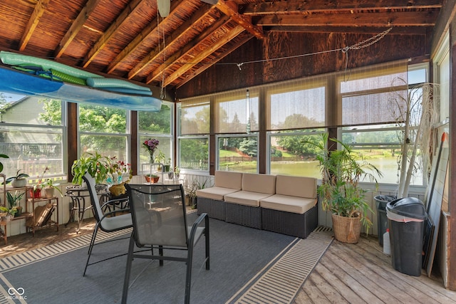 8376 Glen Highlands Dr, Indianapolis, IN 46236 - sunroom featuring vaulted ceiling, outdoor lounge area, and healthy amount of natural light