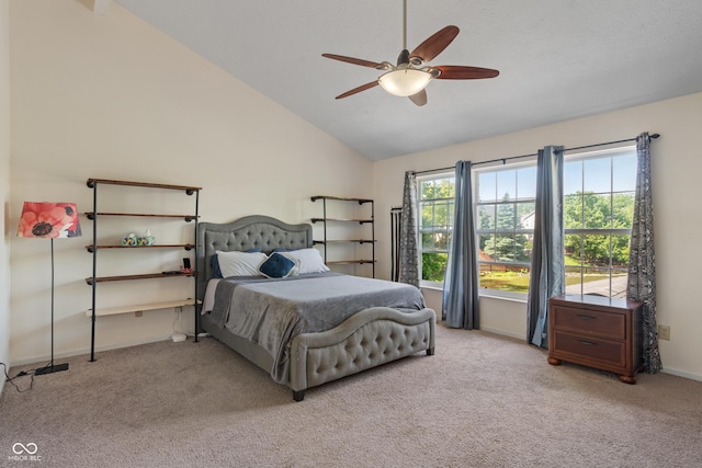 8376 Glen Highlands Dr, Indianapolis, IN 46236 - bedroom with lofted ceiling, carpet floors, baseboards, and ceiling fan