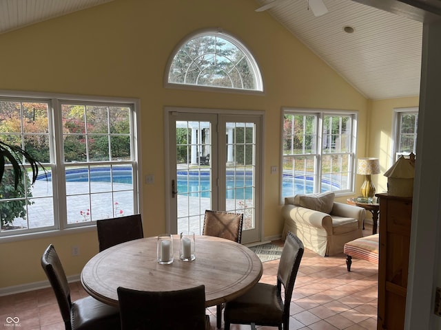 9510 Copley Dr, Indianapolis, IN 46260 - sunroom / solarium featuring lofted ceiling, plenty of natural light, and french doors