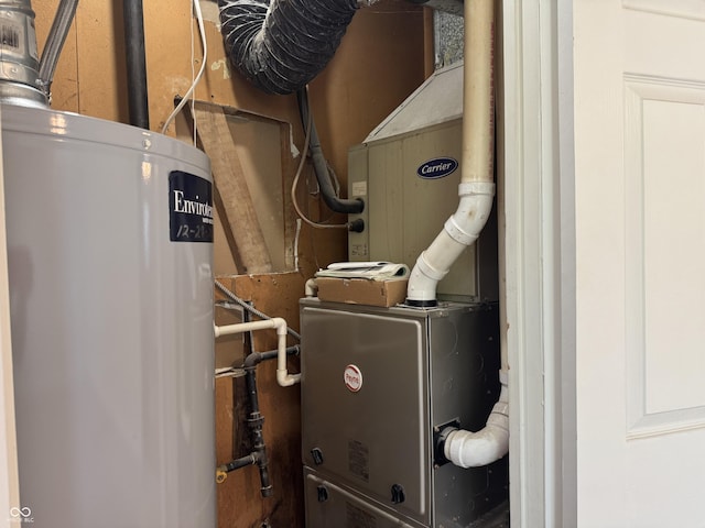 409 Parkway St, Whiteland, IN 46184 - utility room featuring water heater and heating unit