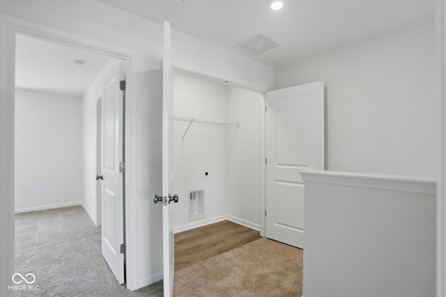 3931 Wren Dr, Brownsburg, IN 46112 - laundry room featuring carpet floors, baseboards, and recessed lighting