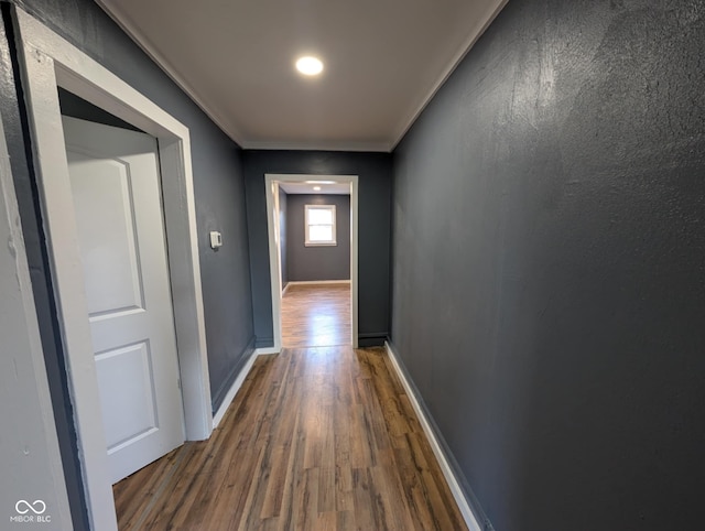 9712 N Price St, Knightsville, IN 47857 - hall featuring wood finished floors, ornamental molding, and baseboards