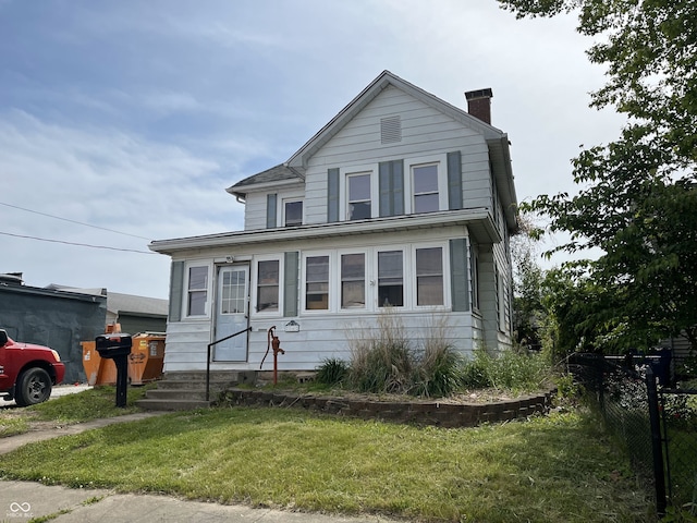 16 S 7th St, West Terre Haute, IN 47885 - view of front of property with a chimney and entry steps