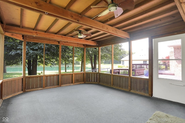 1344 S Fox Paw Dr, New Palestine, IN 46163 - unfurnished sunroom featuring a ceiling fan