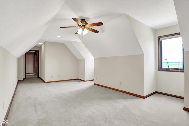 1344 S Fox Paw Dr, New Palestine, IN 46163 - bonus room featuring light colored carpet, lofted ceiling, and ceiling fan
