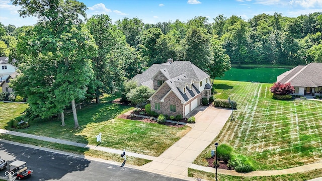 1344 S Fox Paw Dr, New Palestine, IN 46163 - aerial view of property and surrounding area featuring a large body of water