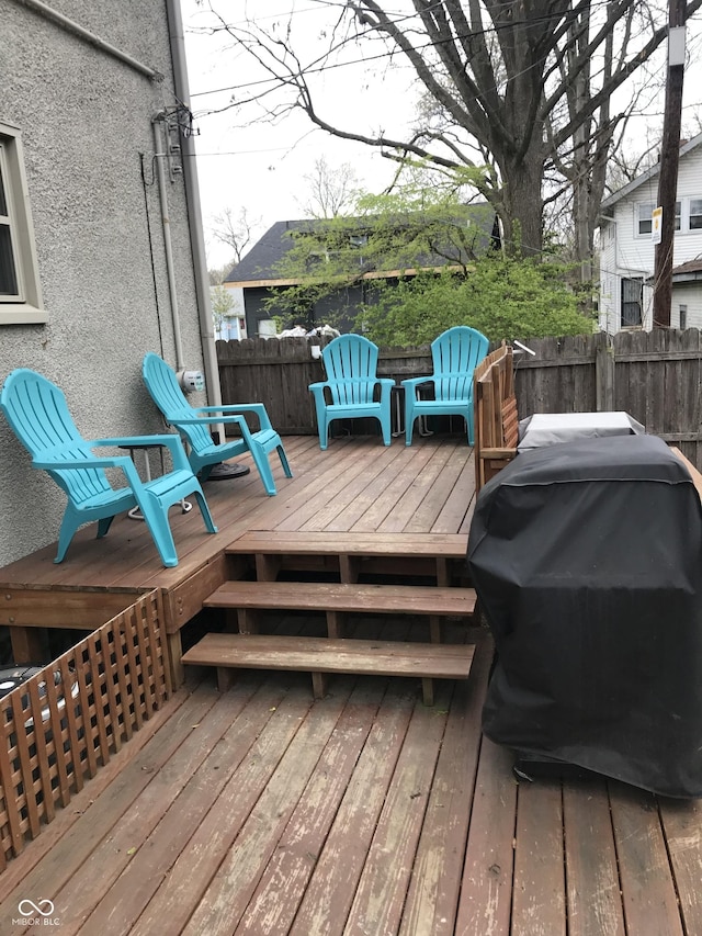 1015 Fairfield Ave, Indianapolis, IN 46205 - wooden terrace featuring a grill