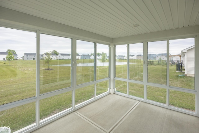 1863 River Birch Dr, Greenfield, IN 46140 - unfurnished sunroom featuring a water view and a residential view