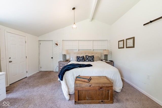 6799 Lakeshore Dr, Avon, IN 46123 - carpeted bedroom with beam ceiling, baseboards, and high vaulted ceiling