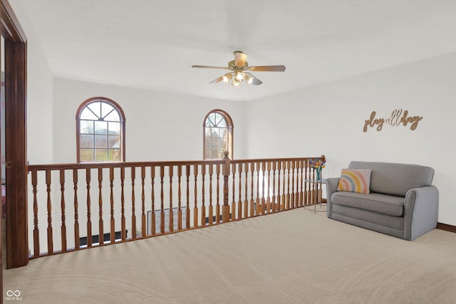 545 Walnut Woods Dr, Greenwood, IN 46142 - living area featuring a ceiling fan and carpet