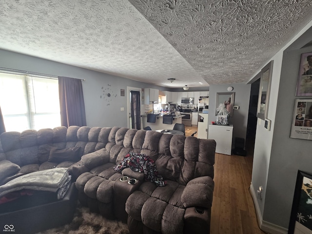 2248 Salem Park Dr, Indianapolis, IN 46239 - living area featuring a textured ceiling and wood-type flooring