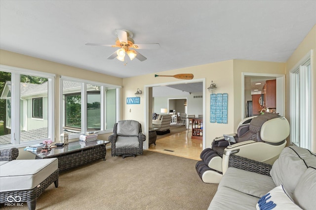 101 Edgewater Dr, Noblesville, IN 46062 - living area featuring a ceiling fan and carpet
