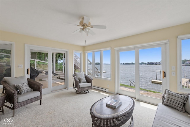 101 Edgewater Dr, Noblesville, IN 46062 - sunroom featuring a baseboard heating unit, healthy amount of natural light, and carpet