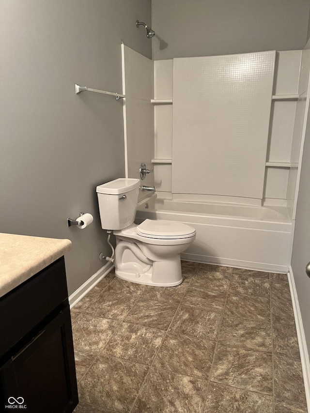 842 Westpointe Dr, Shelbyville, IN 46176 - bathroom featuring vanity, toilet, shower / tub combination, and baseboards