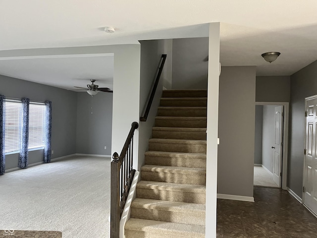 842 Westpointe Dr, Shelbyville, IN 46176 - stairway with baseboards and a ceiling fan