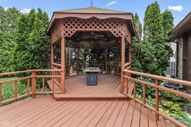 7426 N Carroll Rd, Indianapolis, IN 46236 - deck with a gazebo and a ceiling fan