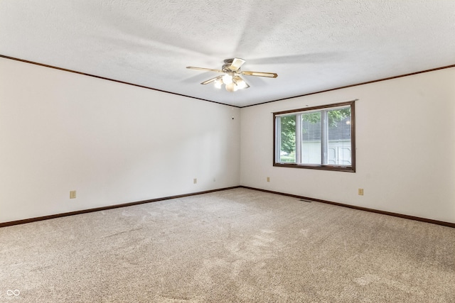 7426 N Carroll Rd, Indianapolis, IN 46236 - empty room with carpet floors, ceiling fan, ornamental molding, and a textured ceiling