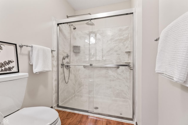 7426 N Carroll Rd, Indianapolis, IN 46236 - bathroom featuring wood finished floors and a shower stall