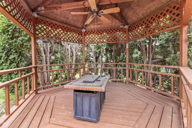 7426 N Carroll Rd, Indianapolis, IN 46236 - deck with a ceiling fan and a gazebo